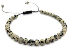 CharpauS Edelstein Armband - kleines Perlenarmband (Perlen: 4 mm) - Naturstein - verstellbar (verschiedene Steine wählbar) (Dalmatiner Jaspis) von CharpauS