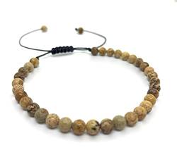 CharpauS Edelstein Armband - kleines Perlenarmband (Perlen: 4 mm) - Naturstein - verstellbar (verschiedene Steine wählbar) (Landschaftsjaspis) von CharpauS