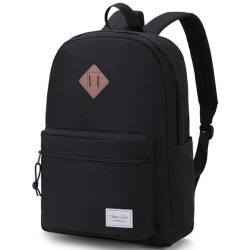 Chase Chic Schulrucksack Mädchen und Jungen Teenager, Lässiger Wasserdichter Rucksack mit 15.6" Laptopfach für Damen Herren, Schwarzer von Chase Chic