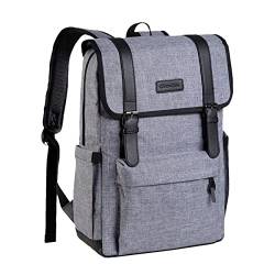 Chasechic Laptop Rucksack Herren, 15,6 Zoll Wasserdicht Groß Backpack Für Schule Arbeit Reisen,15L Anti Diebstahl Business Laptoptasche Für Herren Damen Grau von Chase Chic