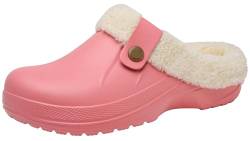 ChayChax Damen Clogs Gefüttert Herren Winter Hausschuhe Wasserdicht Warme Pantoffeln Plüsch Pantoletten rutschfeste Outdoor Winterschuhe, Pink, 43/44 EU = Hersteller 44/45 von ChayChax