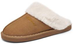 ChayChax Herren Damen Winter Hausschuhe Warme Flauschige Plüsch Pantoffeln Memory Foam rutschfest, Braun, 42/43 EU = Hersteller 44/45 von ChayChax