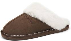 ChayChax Herren Damen Winter Hausschuhe Warme Flauschige Plüsch Pantoffeln Memory Foam rutschfest, Coffee, 40/41 EU = Hersteller 42/43 von ChayChax