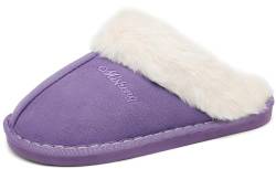 ChayChax Herren Damen Winter Hausschuhe Warme Flauschige Plüsch Pantoffeln Memory Foam rutschfest, Lila, 35/36 EU = Hersteller 36/37 von ChayChax