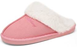 ChayChax Herren Damen Winter Hausschuhe Warme Flauschige Plüsch Pantoffeln Memory Foam rutschfest, Rosa, 40/41 EU = Hersteller 42/43 von ChayChax