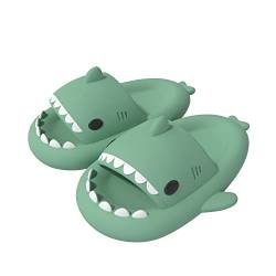 ChayChax Shark Sildes Slippers Damen Herren Kinder Hai Badelatschen Sommer Hausschuhe Badeschlappen rutschfeste Dusch Badeschuhe Strand Sandalen, Grün,32/33 EU von ChayChax