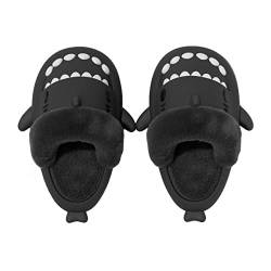 ChayChax Shark Sildes Slippers Damen Herren Kinder Hai Badelatschen Sommer Hausschuhe Badeschlappen rutschfeste Dusch Badeschuhe Strand Sandalen,Hai Schwarz 5,30/31 EU von ChayChax