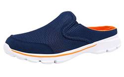 ChayChax Weiche Pantoffeln Hausschuhe Slip On Bequeme Haus Pantoletten Mules rutschfest Slipper Indoor Outdoor für Damen Herren, Blau Orange, 41 EU von ChayChax