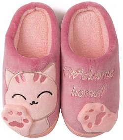 ChayChax Winter Baumwolle Hausschuhe Kinder Herren Damen Warme Plüsch Pantoffeln Weiche Bequeme, Pink, 33/34 EU = Hersteller 34/35(240) von ChayChax