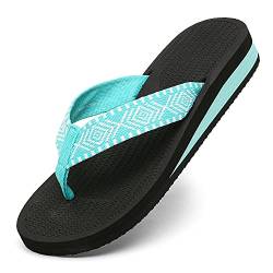 ChayChax Zehentrenner Damen Bequem Flip Flops Sommer Pantoletten Plateau Pantoffeln Rutschfest Badelatschen, Blau, 37 EU von ChayChax