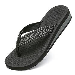 ChayChax Zehentrenner Damen Bequem Flip Flops Sommer Pantoletten Plateau Pantoffeln rutschfest Badelatschen, Grau, 36 EU von ChayChax