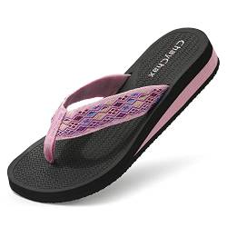 ChayChax Zehentrenner Damen Bequem Flip Flops Sommer Pantoletten Plateau Pantoffeln rutschfest Badelatschen, Rosa, 36 EU von ChayChax