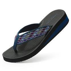 ChayChax Zehentrenner Damen Bequem Flip Flops Sommer Pantoletten Plateau Pantoffeln rutschfest Badelatschen, Tiefes Blau, 43 EU von ChayChax