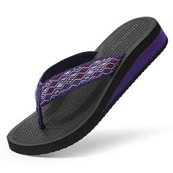 ChayChax Zehentrenner Damen Bequem Flip Flops Sommer Pantoletten Plateau Pantoffeln rutschfest Badelatschen, Violett, 37 EU von ChayChax