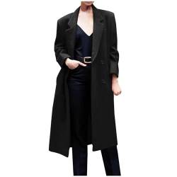 Chdirnely Trenchcoats for Women UK Size Long Sleeve Outerwear Trench Topcoats Loose Winter Blouse Tops Ladies Windproof Outerwear Coat with Pockets Fall Clothes, Schwarz , 48 von Chdirnely
