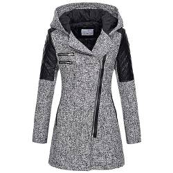 Chdirnely Trenchcoats for Women Winter Warm Jacket with Hood Zip Up Hoodies Ladies Outwear Sweatshirt Autumn Long Sleeve Cardigan Pullover Sale Clearance, grau, 46 von Chdirnely