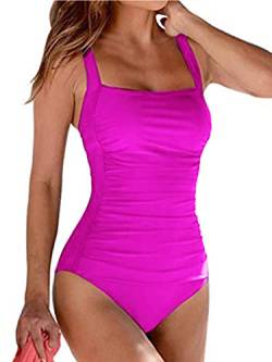 CheChury Badeanzug Bademode Damen Bauchweg Push up Schultergurt Badeanzug Grosse Raffung Bauchweg Einteilige Bademode Swimsuit Monokinis Sport Bademode Damen Sommer Sexy Strandmode von CheChury