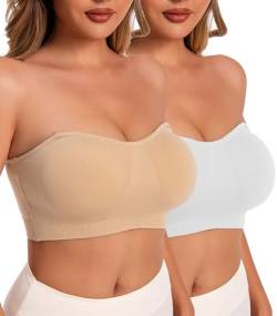 CheChury Bandeau BH Trägerlos Gepolstert Trägerloser BH Push Up mit Rutschfester Silikon Transparente Träger Damen Tube Top Bralette ohne Bügel Bralette Nahtlos Umwickelter Brust BH Dehnbar von CheChury