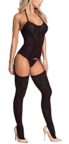 CheChury Damen Fischernetz Bodystocking Plus Size Schrittlos Bodysuit Sexy Strumpfhosen Weiche Ärmellos Nachtwäsche Dessous Spitze von CheChury