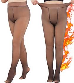 CheChury Damen Strumpfhosen Große Größen Winter Plüschstrümpfe Perfekt Beine Abnehmen Gefälschte Durchscheinend Warm Fleece Pantyhose Wärmende Thermo Strumpfhose für Damen Bequem Langlebig Verdickte von CheChury