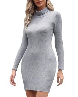 CheChury Female Strickkleid Winter Damen Rollkragen Strickkleid Langes Strickpullover Kleidr Elegant Winterkleid Modisches Pulloverkleid Midikleid Freizeitkleider Strickkleid Langärmeliges,Grau,M von CheChury