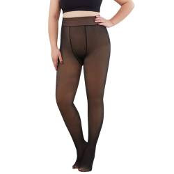 CheChury Thermo Strumpfhose Große Größen Damen Strumpfhose Gefütterte Thermostrumpfhose Damen Strumpfhosen Warm Fleece Pantyhose Thermo Damen Verdickte Leggings Frauen Plüschstrümpfe,Schwarz,230g von CheChury