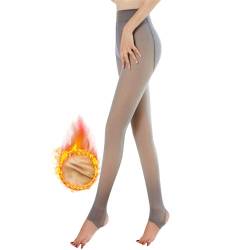 CheChury Thermo Strumpfhose für Damen Strumpfhose Gefütterte Thermostrumpfhose Damen Strumpfhosen Warm Fleece Pantyhose Thermo Damen Verdickte Leggings Frauen Plüschstrümpfe Hohe Taille,Grau,320g von CheChury