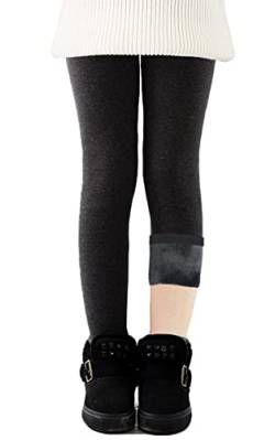 CheChury Thermoleggings Kinder Fleece Leggins Kinder Winterleggings Thermo Mädchen Fleece Gefüttert Leggings Baumwolle Hosen Winter Dicke Warme Lange Thermohose Elastische Outdoor,Schwarz,116 von CheChury