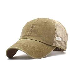 CheChury Unisex Classic Cotton Trucker Cap Damen/Herren Freizeit Mesh Vintage Baseball Cap Reine Farbe Snapback Kappe Einheitsgröße (Khaki) von CheChury