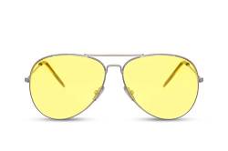 Cheapass Sonnenbrille Damen Frauen Brille Silber Gelb Getönt-e Linsen UV-400 Cat-2 Festival Brille von Cheapass