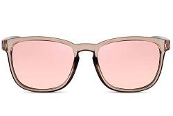 Cheapass Sonnenbrille Damen Modell mit recyceltem, schickem Rahmen in beige und rosa verspiegelten Gläsern UV400 von Cheapass