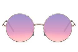 Cheapass Sonnenbrille Damen und Herren goldener Rahmen mit violetten Verlaufsgläsern UV400-geschützt von Cheapass