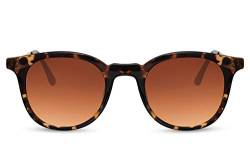 Cheapass Sonnenbrille Erstklassig rechteckig klassisch Vintage Schildkrötenmuster mit goldenen Metallbügeln und braunen Verlaufsgläsern UV400, geschützt für Männer und Frauen von Cheapass