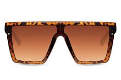 Cheapass Sonnenbrille Extreme Übergröße XXL Leopard Einteiler Braune Verlaufsgläser UV400 geschützt Herren Damen von Cheapass