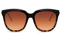 Cheapass Sonnenbrille Frauen Übergröße Schattierungen Schwarz/Leopard Rahmen mit braunen Verlaufsgläsern UV400 geschützt von Cheapass