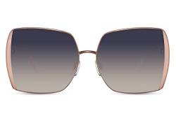 Cheapass Sonnenbrille Große Oversized Quadratischer Gold Metallstil mit Pink Seiten mit Recycelten Gläsern und Schwarz bis Braun Farbverlauf UV400 geschützt Damen von Cheapass