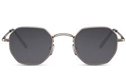Cheapass Sonnenbrille Herren Damen Achteckig klassischer goldener Metallrahmen mit dunklen Gläsern UV400-geschützt von Cheapass