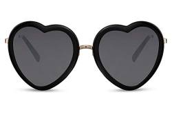 Cheapass Sonnenbrille Herzförmig Fashion Schattierungen Schwarzer Rahmen mit Metallbügeln UV400-geschützt Damen von Cheapass
