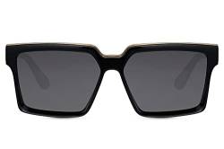 Cheapass Sonnenbrille Oversized R&B Gangster Schattierungen Schwarzer Rahmen und dunkle Gläser für Herren UV400 geschützt und 100% recycelt von Cheapass