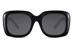 Cheapass Sonnenbrille Oversized Womens Style mit großen dunklen Gläsern und einem riesigen glänzenden schwarzen Rahmen UV400-Schutz von Cheapass