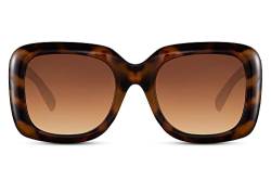 Cheapass Sonnenbrille Oversized weiblicher Stil mit großen braunen Verlaufsgläsern und einem riesigen glänzenden demi-braunen Rahmen UV400-Schutz von Cheapass