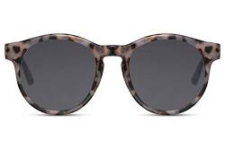 Cheapass Sonnenbrille Retro Vintage Rund Grau Leopard mit Linzen Dunkel UV400 Geschützt Herren Damen von Cheapass