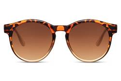 Cheapass Sonnenbrille Retro Vintage Rund Leopard/Orangefarbener transparenter Rahmen mit braunen Verlaufsgläsern UV400 geschützt Männer Frauen von Cheapass