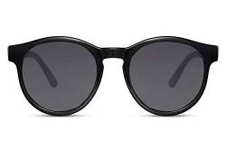 Cheapass Sonnenbrille Retro Vintage Rund Schwarz mit Linzen Dunkel UV400 Geschützt Herren Damen von Cheapass