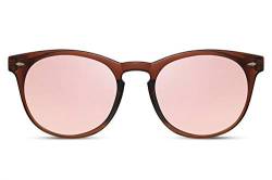 Cheapass Sonnenbrille Rund Braun Pink Verspiegelt UV-400 Exklusive Brille Hipster Plastik Damen Herren von Cheapass