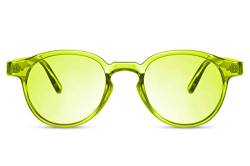 Cheapass Sonnenbrille Rund Gelb Fluor Neonrahmen mit gelben Linsen für Männer und Frauen von Cheapass