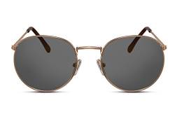 Cheapass Sonnenbrille Rund Gold Grau UV-400 Retro Vintage John-Lennon Metall Männer Frauen von Cheapass