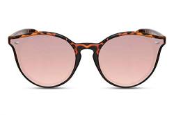 Cheapass Sonnenbrille Rund Leopard Rahmen Rosa verspiegelte, eckige Gläser Retro UV 400 Frauen von Cheapass