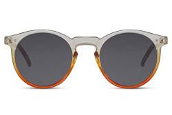 Cheapass Sonnenbrille Rund Transparent Gelb/Orange Rahmen mit dunklen Gläsern UV400 geschützt Vintage Herren Damen von Cheapass