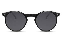 Cheapass Sonnenbrille Rund-e Schwarz Glänzend UV-400 Vintage Brille Plastik Damen Herren von Cheapass